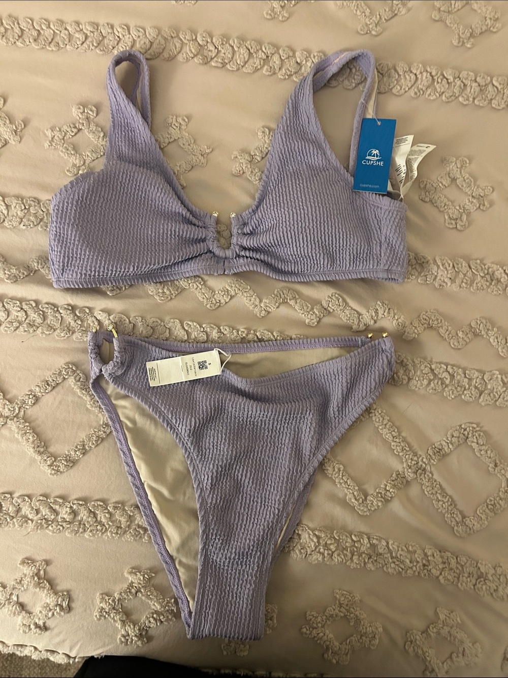 Cupshe Lavender Ribbed Two-Piece Bikini Set